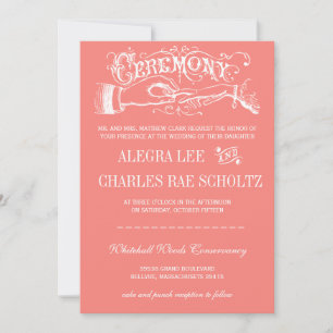 Peach Modern Typography Chalkboard Invitations Kaart