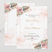 Peach Modern Wedding Invitation Kaart (Voorkant / Achterkant)