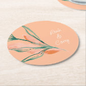 Peach Modern Wedding Ronde Kartonnen Onderzetter (Gebogen)