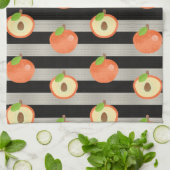 Peach modern - zwart-witstrepes theedoek (Gevouwen)