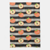 Peach modern - zwart-witstrepes theedoek (Verticaal)