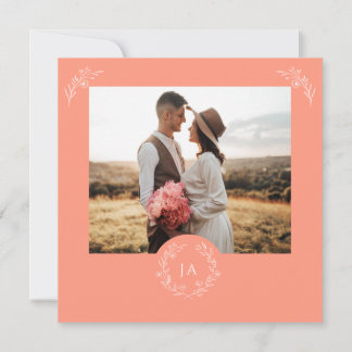 Peach Monogram Bruiloft Save The Date Kaart