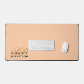 Peach Monogram Stylish Gold Black Minimalist Chic (Clavier et souris)