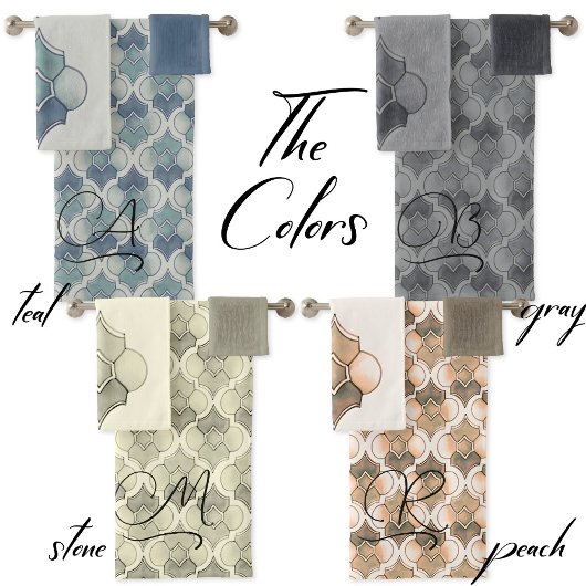 Peach Monogram Watercolor Geometric Pattern 