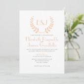 Peach Monogram Wedding Invitations Kaart (Staand voorkant)