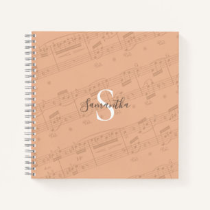 Peach Muziekblad Monogram Notitieboek