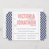 Peach Navy and Grey Zig Zag Typography Wedding Kaart (Voorkant)