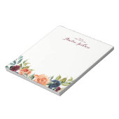 Peach Navy Floral Personalized Notepad Stationery Notitieblok (Gedraaid)