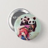 Peach Ninja Pandas Button (Voorkant /achterkant)