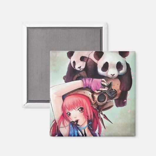 Peach Ninja Pandas Magnet (Recto/Verso)