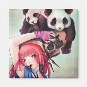 Peach Ninja Pandas Magnet