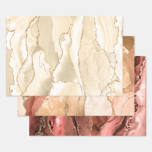 Peach nuances agate feuilles papier d'emballage (Lot)