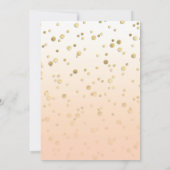 Peach Ombré & Gold Confetti Faire-part de mariage (Dos)