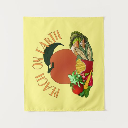 Peach on Earth Funny Kerstmis Wandkleed (Voorkant)