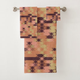 Peach orange burgundy yellow geometric bad handdoek