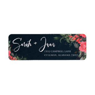 Peach Oranje Floral Leaves Bride Groom Wedding Etiket