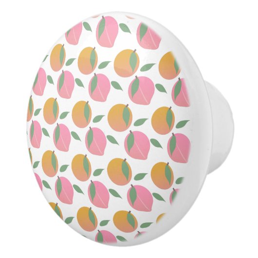 Peach Oranje Fruit Pattern roze Keramische Knop (Rechts)