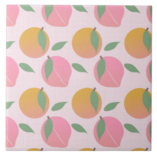 Peach Oranje Fruit Pattern roze Tegeltje