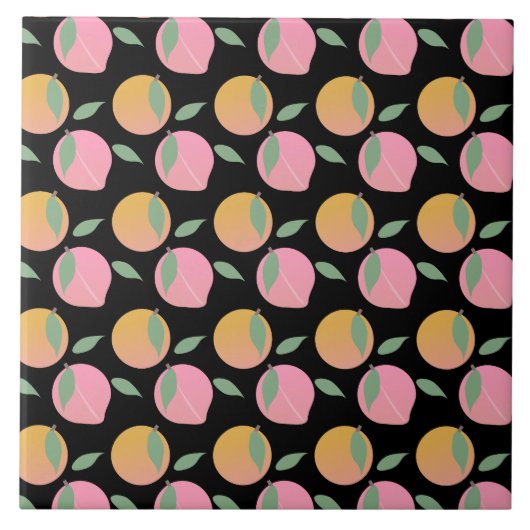 Peach Oranje Fruit Pattern roze Tegeltje (Voorkant)
