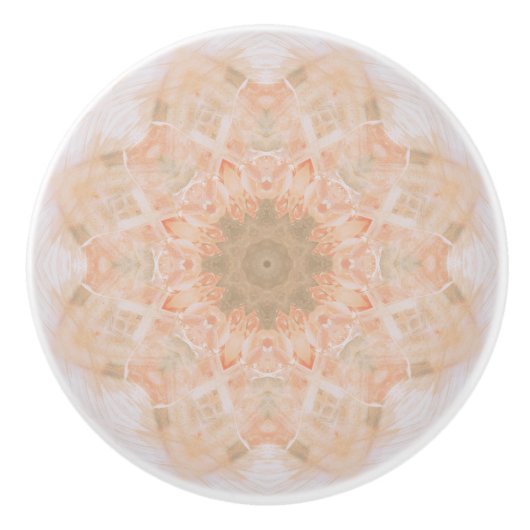 Peach Oranje Mandala Keramische Knop (Voorkant)