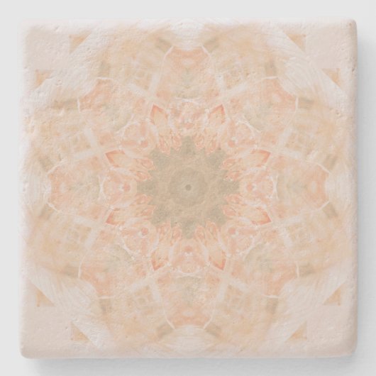 Peach Oranje Mandala Stenen Onderzetter (Voorkant)