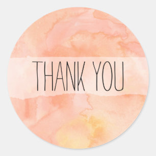 Peach Oranje Waterverf Dank u Sticker