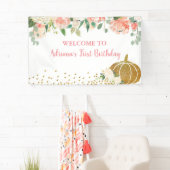 Peach Our Little Pumpkin Birthday Large Banner (Insitu)