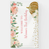Peach Our Little Pumpkin Birthday Large Banner (Verticaal)