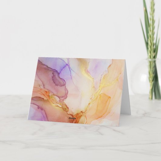 Peach Paars Alcohol Ink Bedankkaart (Achterkant)