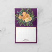 Peach Paars Wedding Floral Rozen Bedankkaart (Binnen)