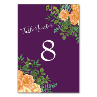 Peach Paars Wedding Floral Rozen Kaart