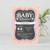 Peach Palkboard rose Baby shower Floral Invitation (Debout devant)