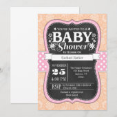 Peach Palkboard rose Baby shower Floral Invitation (Devant / Derrière)