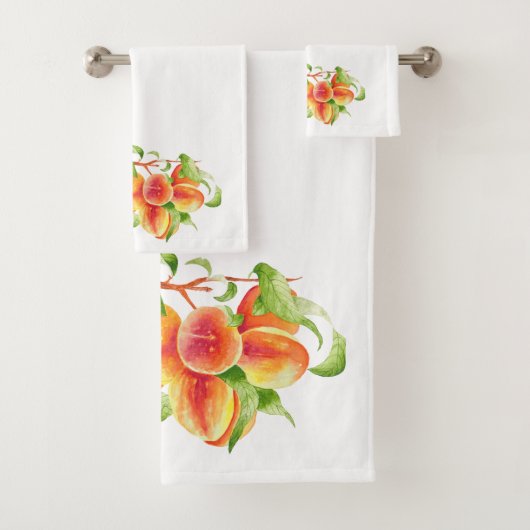 'Peach Paradise' op een badkamerhanddoekset Bad Handdoek (Insitu)