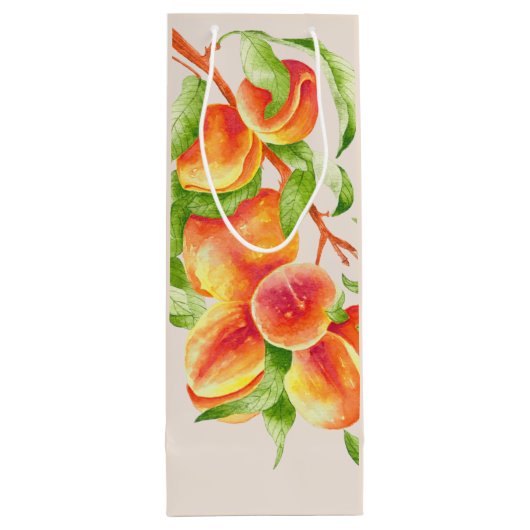 'Peach Paradise' op een cadeauzak Wijn Cadeautas (Achterkant)