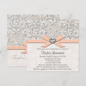 Peach Parell Lace Diamond Bridal Shower Kaart (Voorkant / Achterkant)