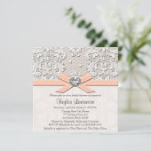 Peach Parell Lace Diamond Bridal Shower Kaart (Staand voorkant)