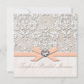 Peach Parell Lace Diamond Bridal Shower Kaart (Achterkant)