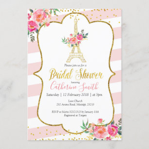 Peach Paris Floral Romantisch Vrijgezellenfeest Kaart