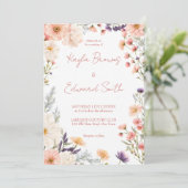Peach pastel boho wilde bloemen allemaal in één br kaart (Staand voorkant)