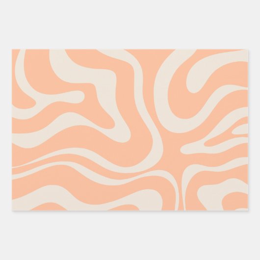 Peach pastel minimalistische check lijn wervelpatr inpakpapier vel (Voorkant 3)