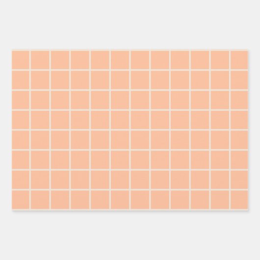 Peach pastel minimalistische check lijn wervelpatr inpakpapier vel (Voorkant 2)