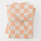 Peach pastel minimalistische check lijn wervelpatr inpakpapier vel (In situ)