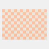 Peach pastel minimalistische check lijn wervelpatr inpakpapier vel (Voorkant)