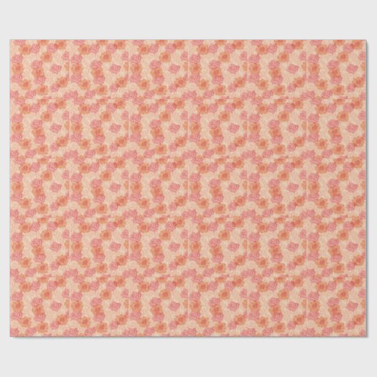 Peach pastel roos patroon cadeaupapier (Vlak)