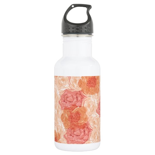 Peach pastel  roos patroon waterfles  (Voorkant)