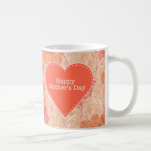 Peach pastel roos patroonpatroon Moederdag mok (Rechts)