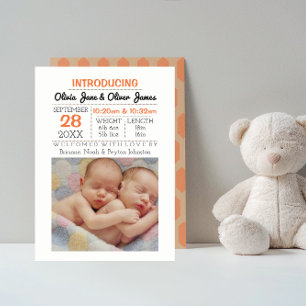 Peach Pattern Foto Baby Aankondiging