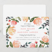 Peach Peonies Engagement Party Kaart (Voorkant / Achterkant)