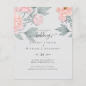 Peach Peonies Sage Floral budget Weddenschap (Voorkant)
